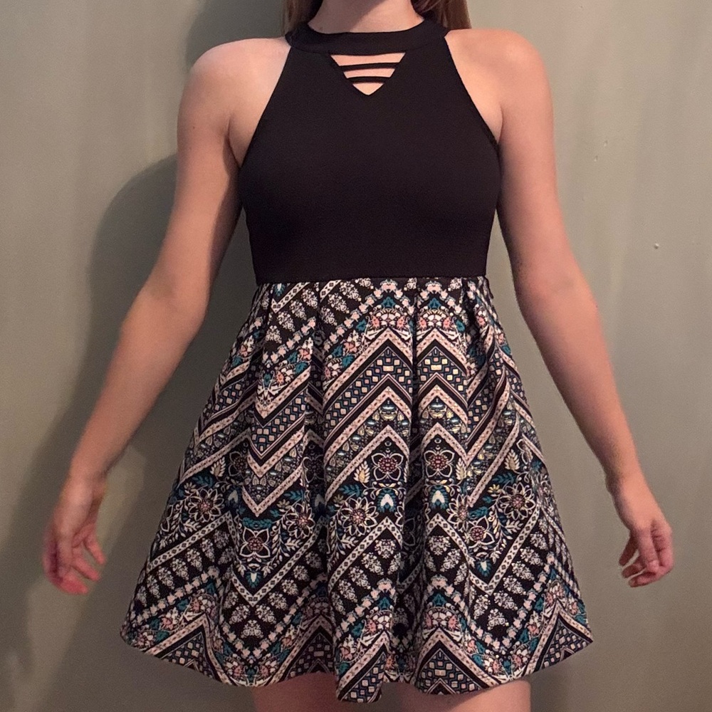 Knitworks Girls Mini Dress W/floral & Tribal Print